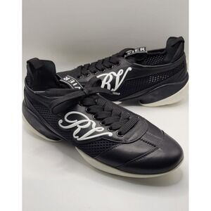 Black Leather With Mesh Trim Roger Vivier Lace Up Sneakers Size 36.5